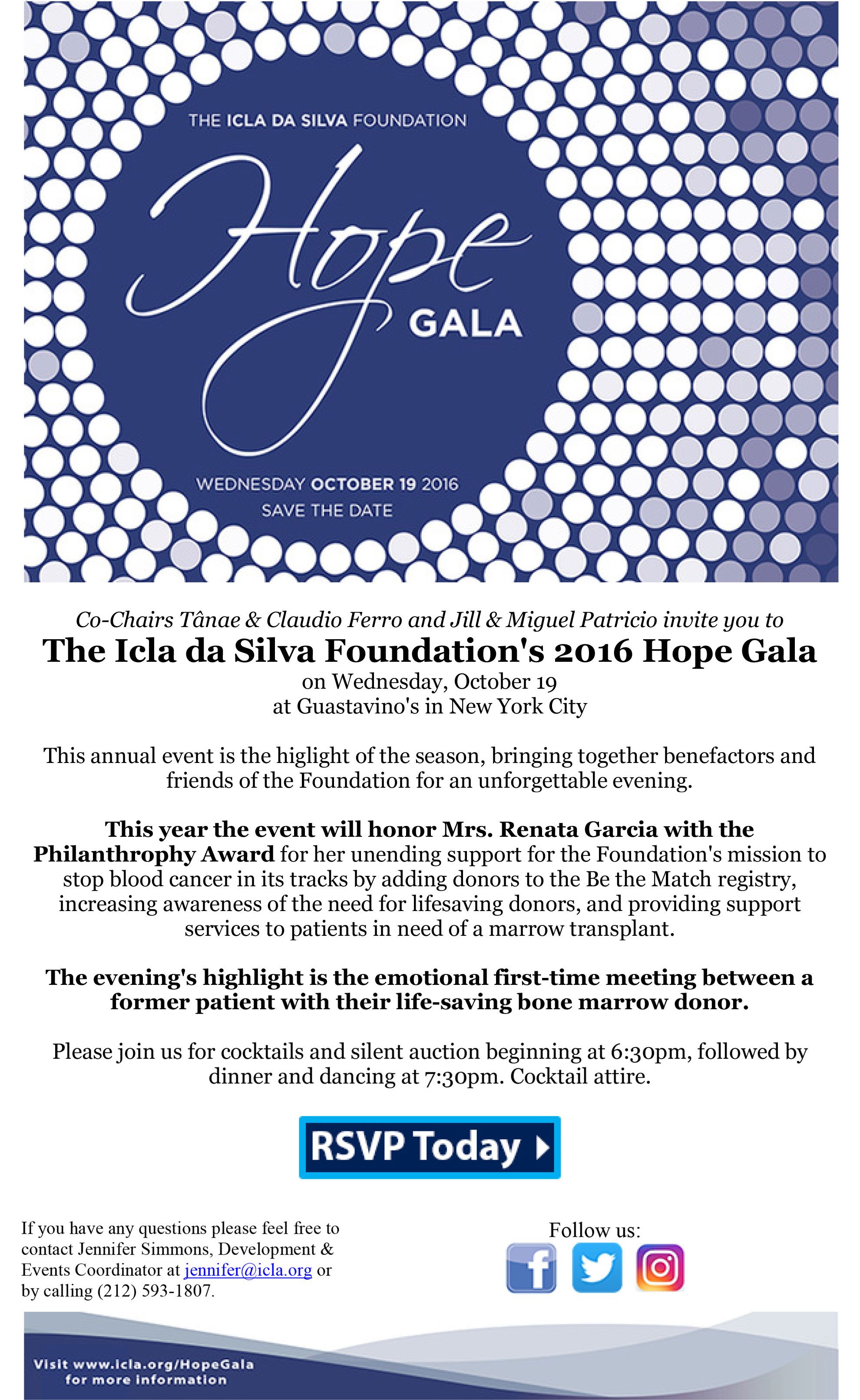 The Icla da Silva Foundation's 2016 Hope Gala